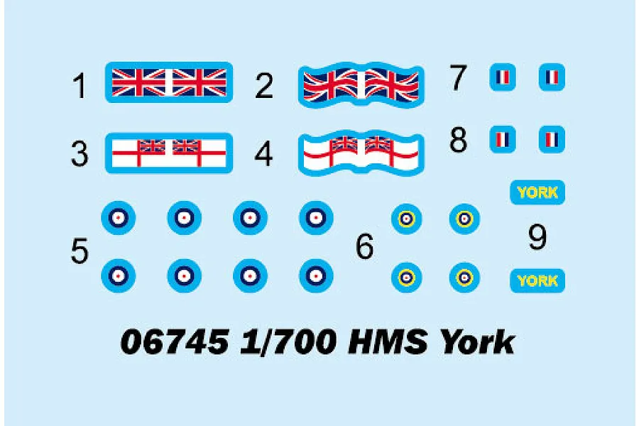 Trumpeter 1/700 HMS York Heavy Cruiser Scaled Plastic Model Kit image 88368