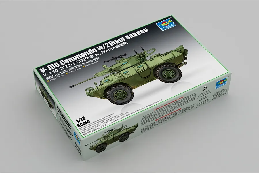 Trumpeter 1/72 V-150 Commando Armoured Personal Carrier with 20mm Cannon Scaled Plastic Model Kit image 88375