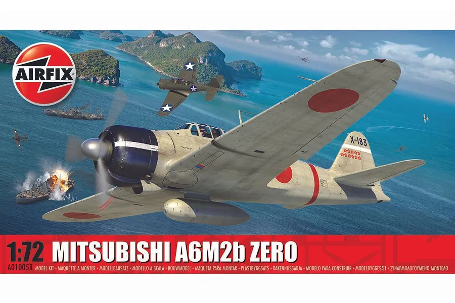 Airfix 1/72 Mitsubishi A6M2B Zero Fighter Scaled Plastic Model Kit image 88552