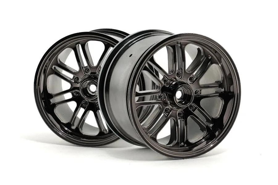 HPI 3.3&amp;quot; Savage 8 Spoke Black Chrome Rims 2Pcs image 8880