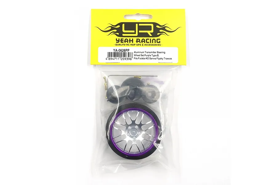 Yeah Racing Purple Aluminium Type B Transmitter Steering Wheel Set image 88858