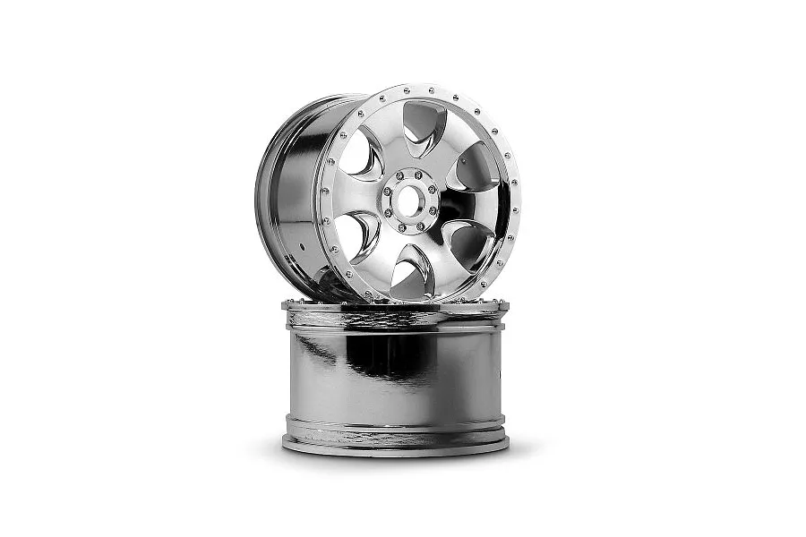 HPI 3.3&amp;quot; Savage Warlock Chrome Rims 2Pcs image 8896