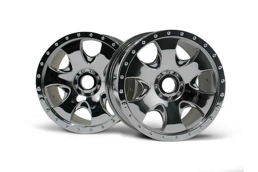 HPI 3.3&amp;quot; Savage Warlock Chrome Rims 2Pcs image 8897
