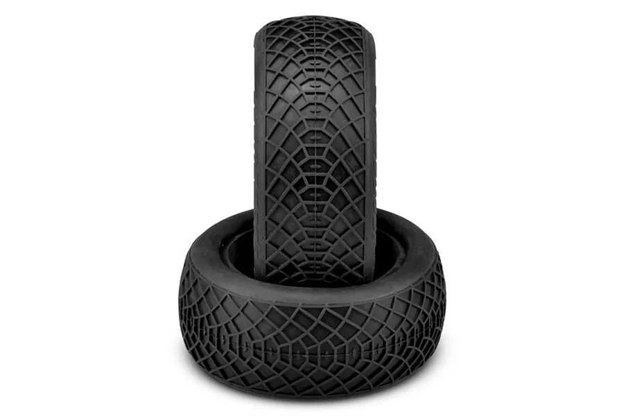 Two black JConcepts 2.2 inch Ellipse RC buggy front tyres stacked vertically against a white background.