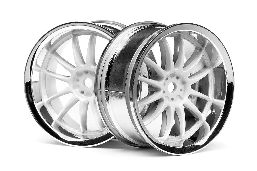HPI 1.9&amp;quot; (3mm Off-Set) Work XSA 02C Chrome/White Rims 2Pcs image 8935