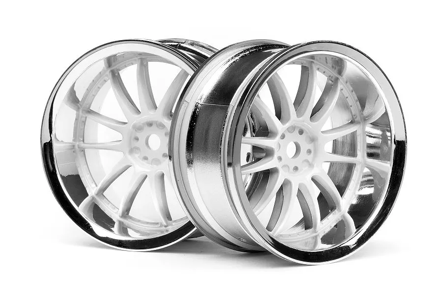 HPI 1.9&amp;quot; (6mm Off-Set) Work XSA 02C Chrome/White Rims 2Pcs image 8939