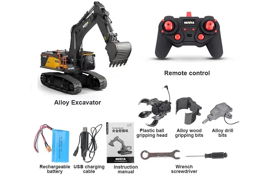 Huina 1/14 Electric RTR RC Excavator - Grey image 89402