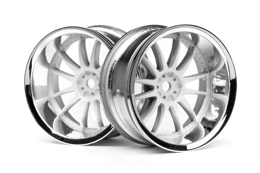 HPI 1.9&amp;quot; (9mm Off-Set) Work XSA 02C Chrome/White Rims 2Pcs image 8943