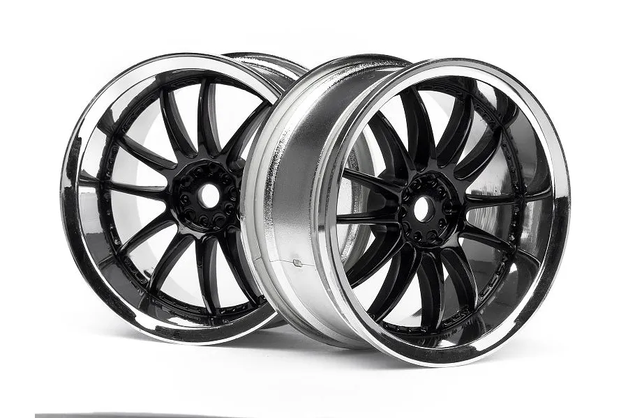 HPI 1.9&amp;quot; (3mm Off-Set) Work XSA 02C Chrome/Black Rims 2Pcs image 8947