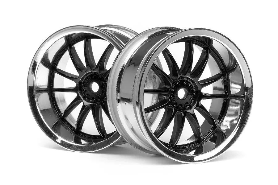 HPI 1.9&amp;quot; (6mm Off-Set) Work XSA 02C Chrome/Black Rims 2Pcs image 8951