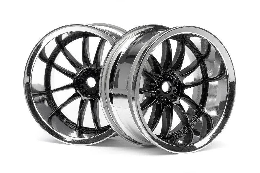 HPI 1.9&amp;quot; (9mm Off-Set) Work XSA 02C Chrome/Black Rims 2Pcs image 8955