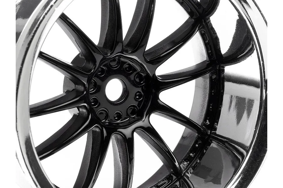 HPI 1.9&amp;quot; (9mm Off-Set) Work XSA 02C Chrome/Black Rims 2Pcs image 8957