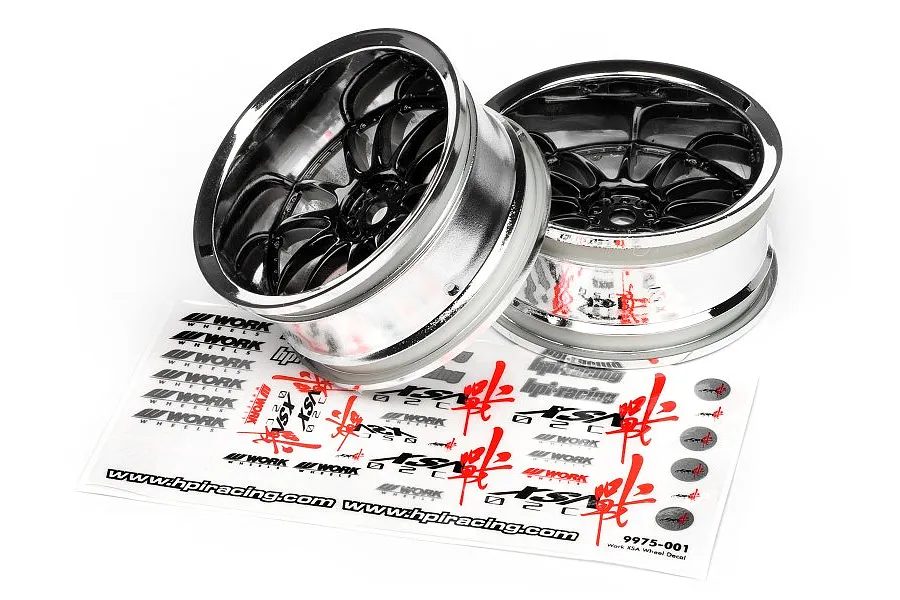 HPI 1.9&amp;quot; (9mm Off-Set) Work XSA 02C Chrome/Black Rims 2Pcs image 8958