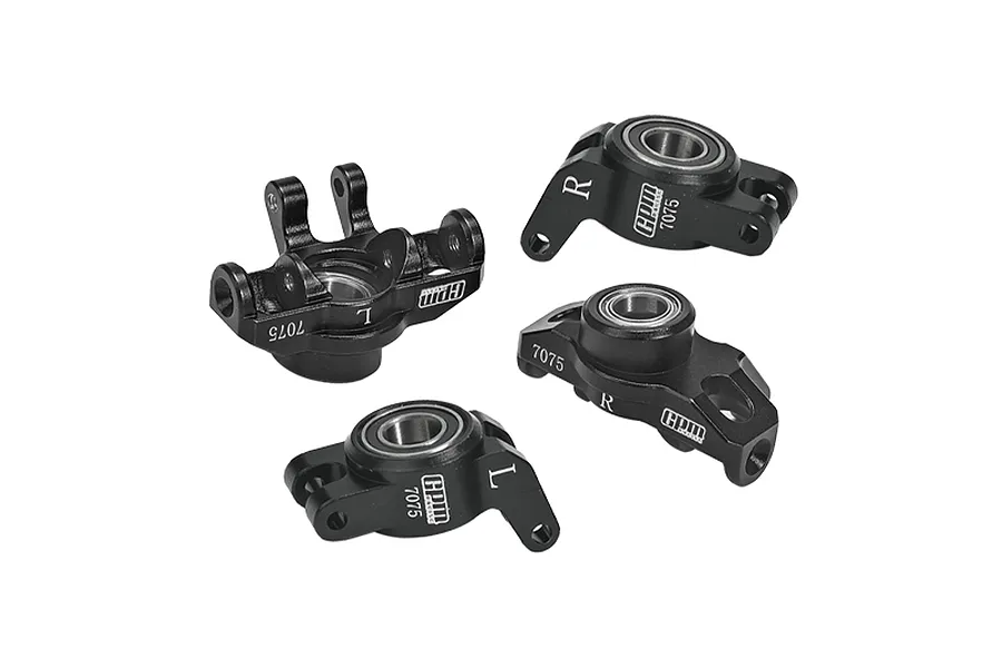 GPM Black Aluminium Steering &amp;amp; Rear Hubs 4Pcs w/ Larger Bearings image 89687