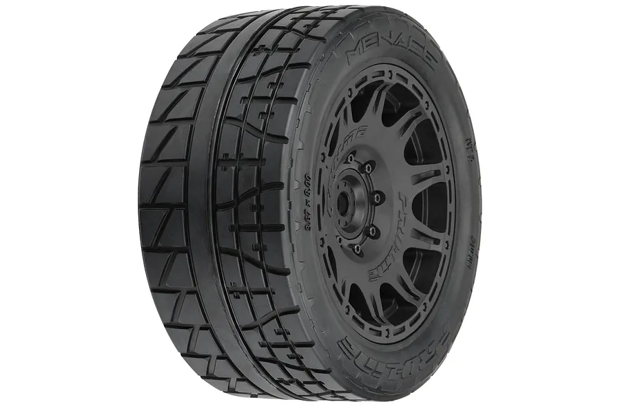 Pro-Line 5.7&amp;quot; 1/6 Menace HP Belted Tyres On Black Raid Rims - Glued Wheels 2Pcs image 89712