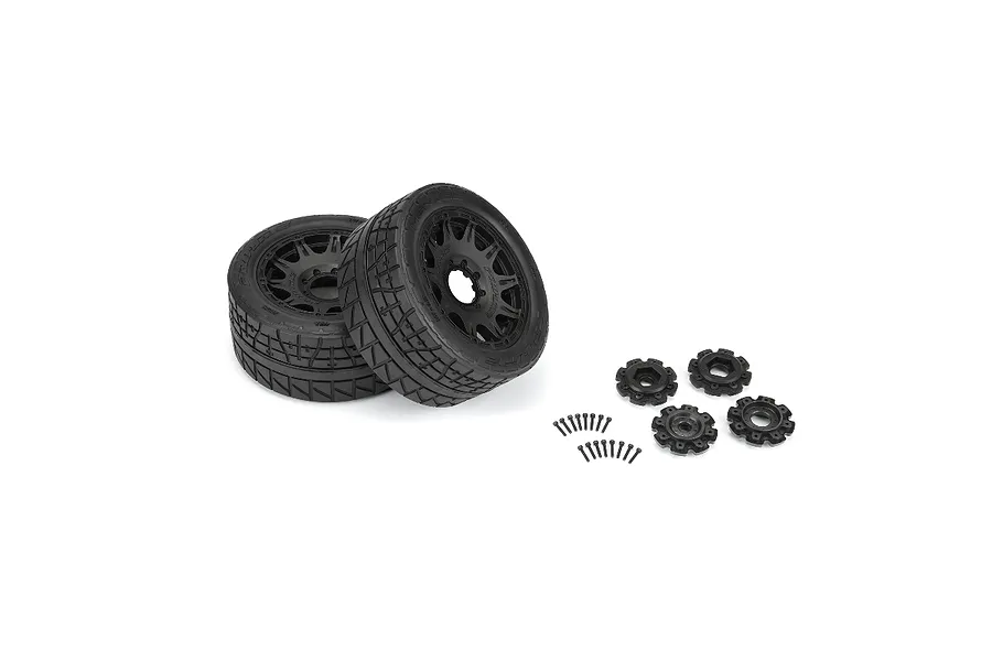 Pro-Line 5.7&amp;quot; 1/6 Menace HP Belted Tyres On Black Raid Rims - Glued Wheels 2Pcs image 89715