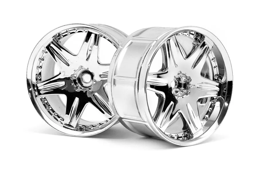 HPI 2.1&amp;quot; (9mm Off-Set) LP29 Work Model LS406 Chrome Rims 2Pcs image 8995