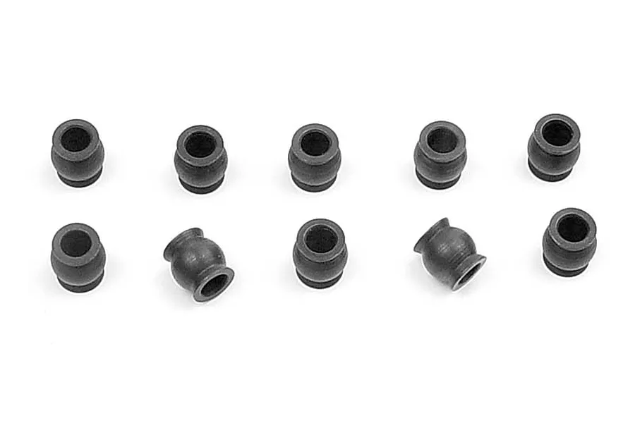 A set of ten small black metal shoulder pivot balls for RC car suspension, arranged in two rows on a white background.