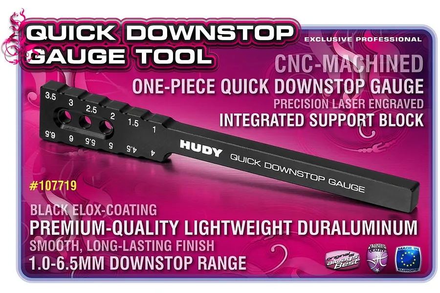 Hudy Black Aluminium 1.0mm - 6.5mm Quick Downstop Gauge Tool 1Pc image 90123