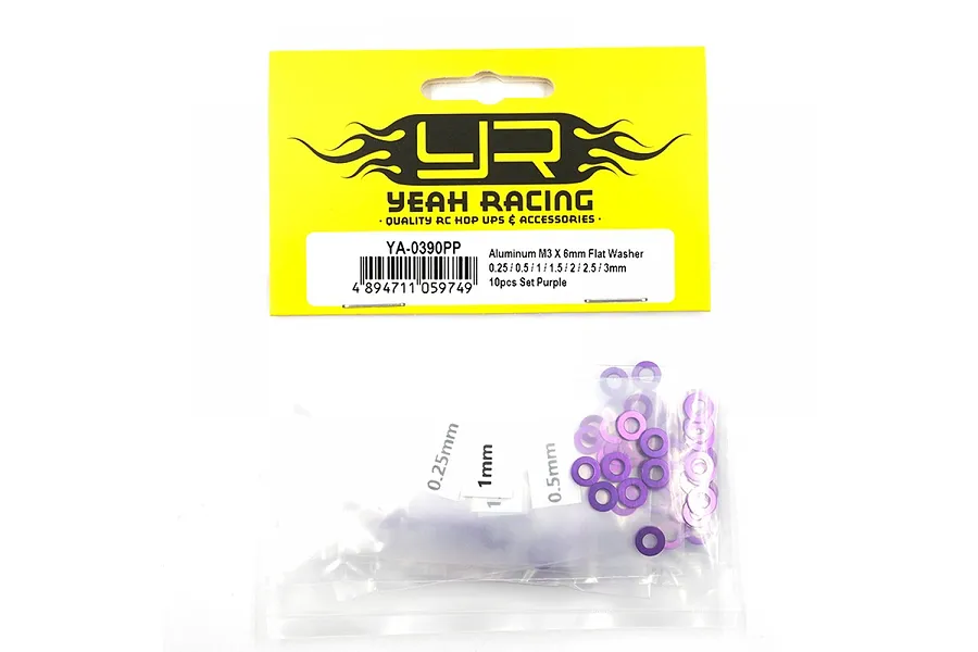 Yeah Racing Aluminium Flat Washer Kit - Purple image 90260