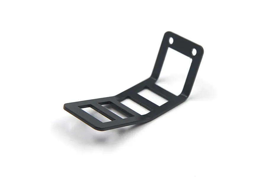 A black aluminium side ladder accessory for an RC crawler, shown from an angled perspective against a white background.