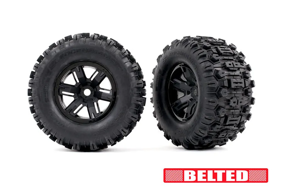 Traxxas 1/5 Sledgehammer Belted Tyres On Black Rims - 2Pcs image 90363