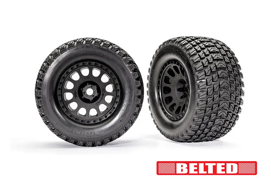 Traxxas 1/5 Gravix Belted Tyres On Black Race Rims - 2Pcs image 90365