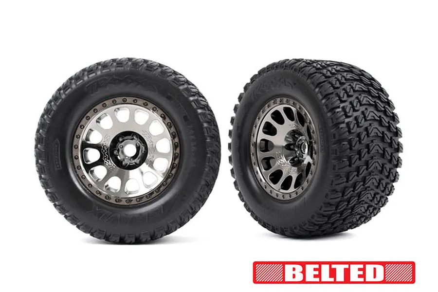 Traxxas 1/5 Gravix Belted Tyres On Black Chrome Race Rims - 2Pcs image 90366
