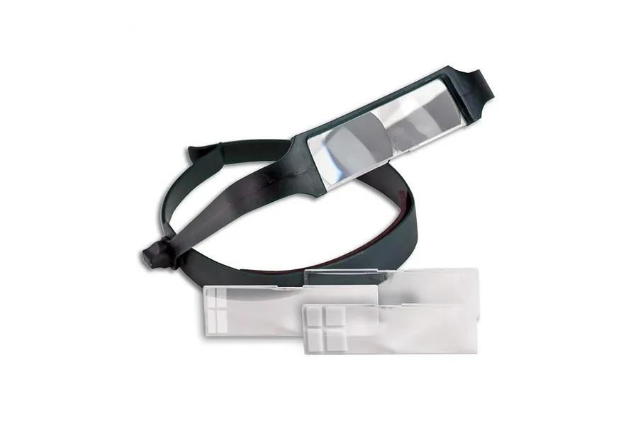 Artesania Latina hands-free magnifying glass headband with three interchangeable rectangular lenses on a white background.