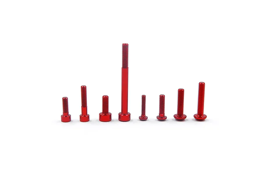 Yeah Racing Sanwa M17 Red Aluminium Complete Screw Set image 90653