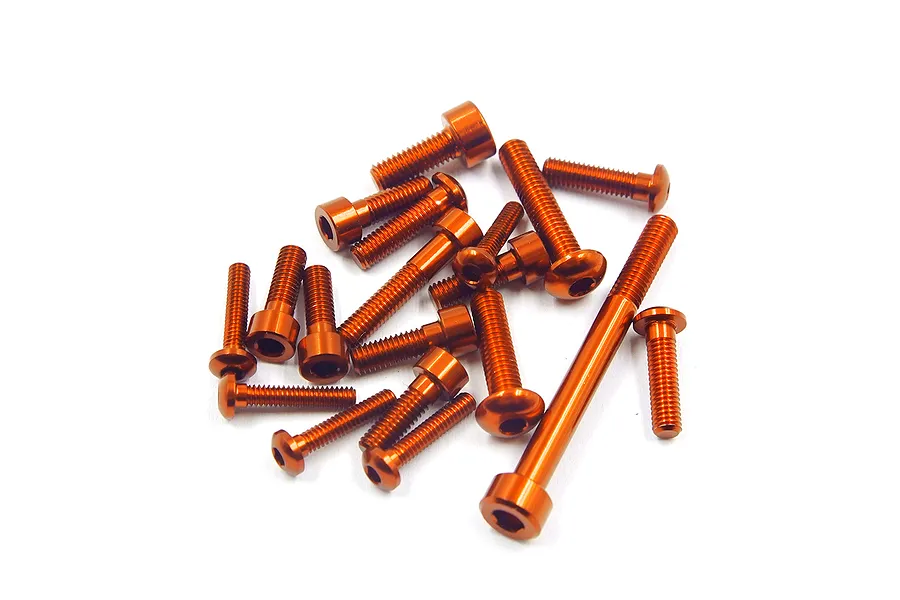Yeah Racing Sanwa M17 Orange Aluminium Complete Screw Set image 90654