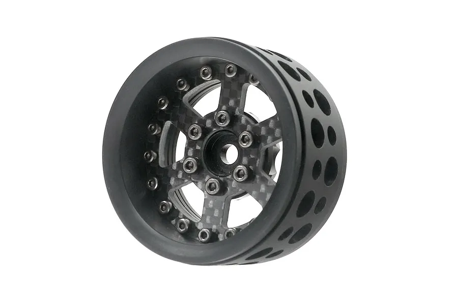 Boom Racing 1.9&amp;quot; Black/Carbon Fibre ProBuild Ultra Performance CF6 Adjustable Offset Beadlock Rims 2Pcs image 90765