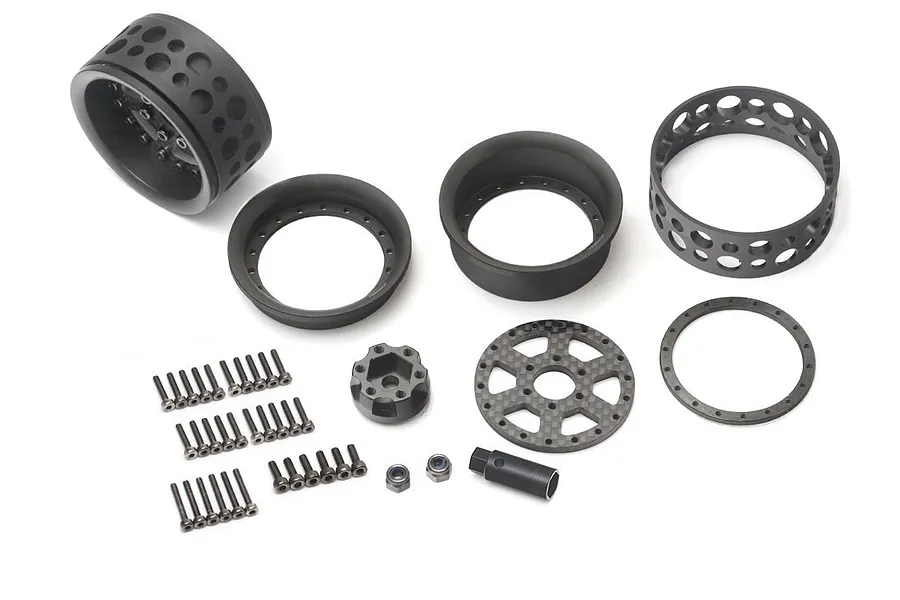 Boom Racing 1.9&amp;quot; Black/Carbon Fibre ProBuild Ultra Performance CF6 Adjustable Offset Beadlock Rims 2Pcs image 90766
