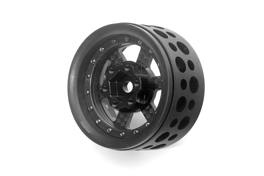 Boom Racing 1.9&amp;quot; Black/Carbon Fibre ProBuild Ultra Performance CF6 Adjustable Offset Beadlock Rims 2Pcs image 90768