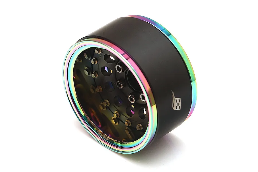 Boom Racing 1.9&amp;quot; Neo Chrome/Matte Black Aluminium ProBuild R12 Adjustable Offset Beadlock Rims 2Pcs image 90796