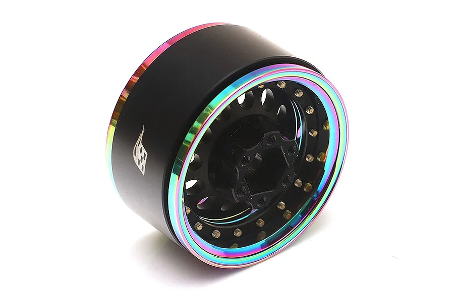 Boom Racing 1.9&amp;quot; Neo Chrome/Matte Black Aluminium ProBuild R12 Adjustable Offset Beadlock Rims 2Pcs image 90797