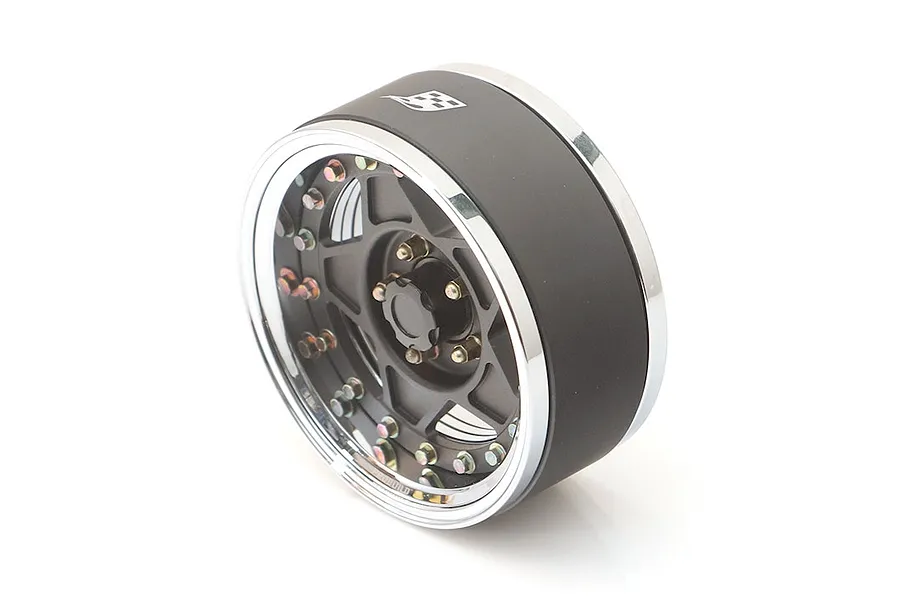 Boom Racing 1.9&amp;quot; Chrome/Matte Black Aluminium ProBuild Narrow RTS Adjustable Offset Beadlock Rims 2Pcs image 90801