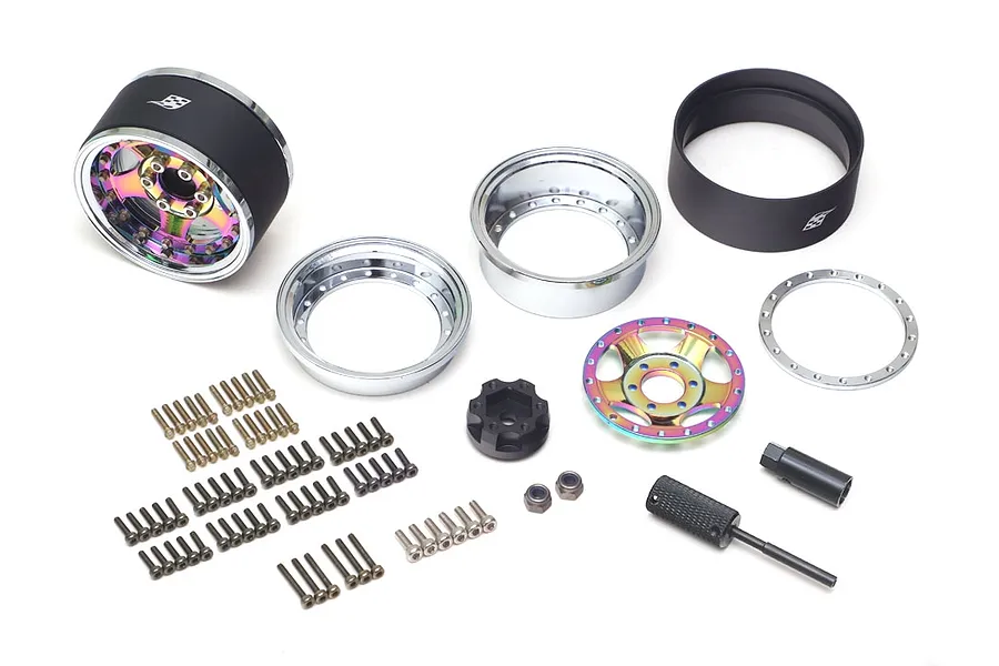 Boom Racing 1.9&amp;quot; Chrome/Neo Chrome Aluminium ProBuild SV5 Adjustable Offset Beadlock Rims 2Pcs image 90813
