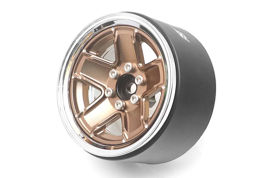 Boom Racing 2.2&amp;quot; Chrome/Bronze Aluminium ProBuild M13 Adjustable Offset Beadlock Rims 2Pcs image 90820