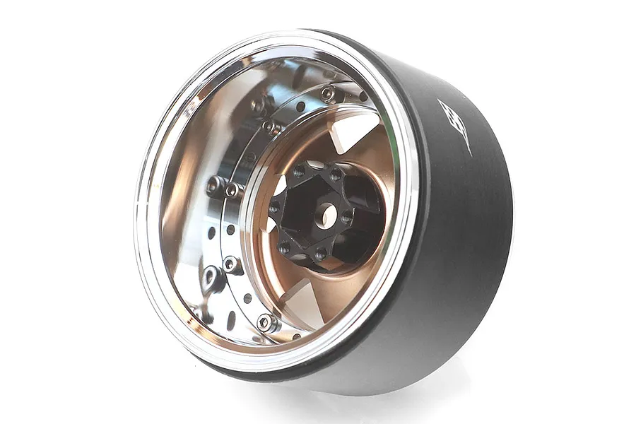 Boom Racing 2.2&amp;quot; Chrome/Bronze Aluminium ProBuild M13 Adjustable Offset Beadlock Rims 2Pcs image 90821