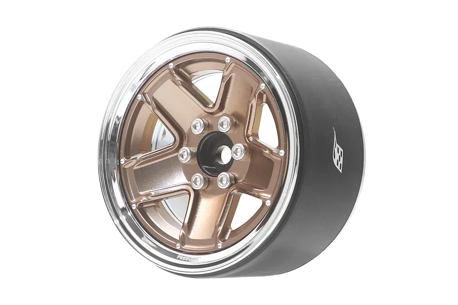 Boom Racing 2.2&amp;quot; Chrome/Bronze Aluminium ProBuild M13 Adjustable Offset Beadlock Rims 2Pcs image 90822