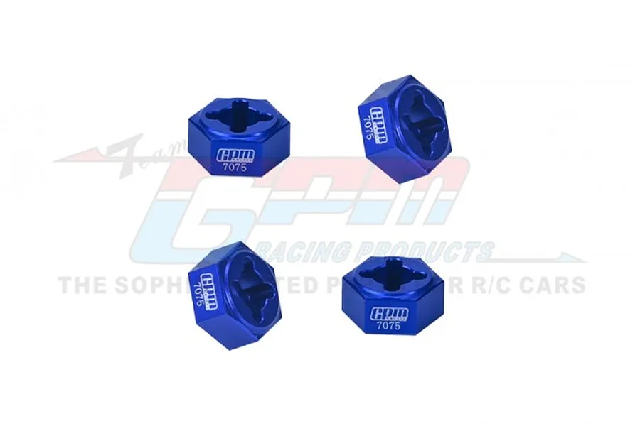 GPM Blue Aluminium 12mm Wheel Hexes 4Pcs image 90968