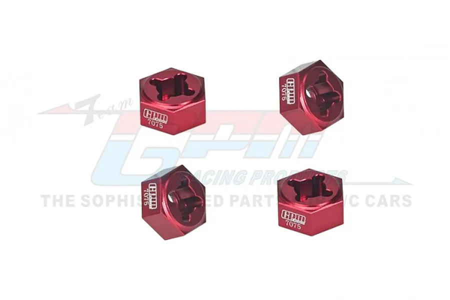 GPM Red Aluminium 12mm Wheel Hexes 4Pcs image 90971