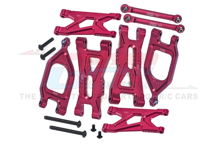 GPM Red Aluminium Front &amp;amp; Rear Complete Suspension Arm Set w/ Linkages image 91040