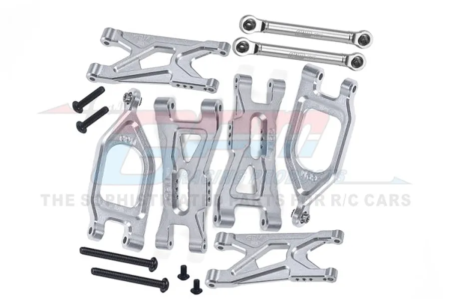 GPM Silver Aluminium Front &amp;amp; Rear Complete Suspension Arm Set w/ Linkages image 91041