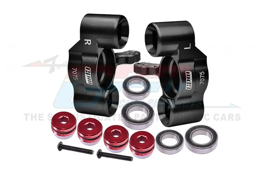 GPM Black Aluminium Steering Hubs 2Pcs w/ Bearings image 1