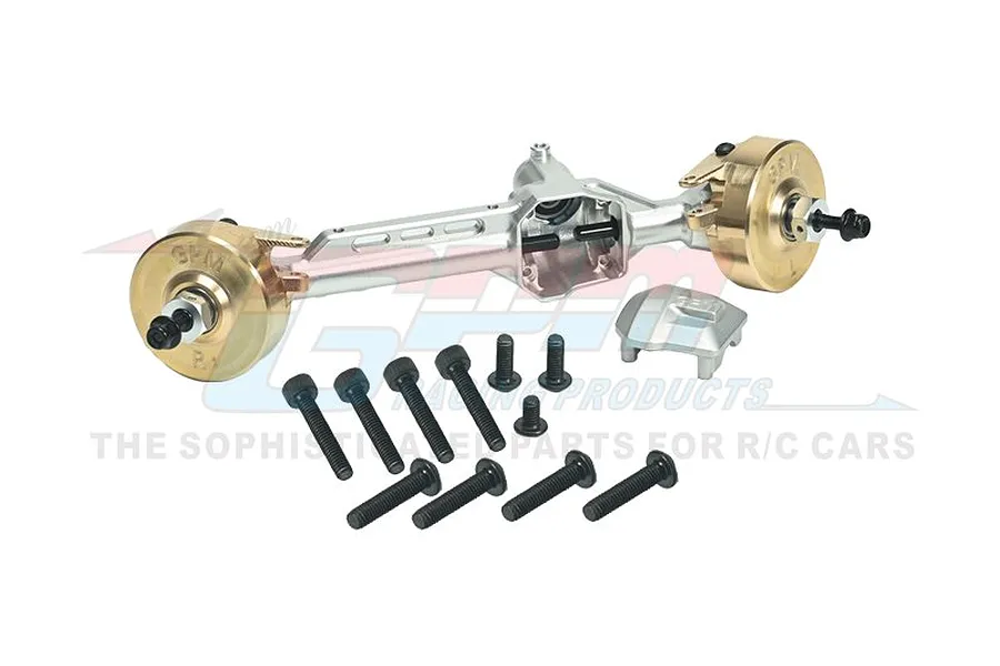 GPM SCX10 Pro Silver Aluminium &amp;amp; Brass Front Differential/Axle Housing image 91166