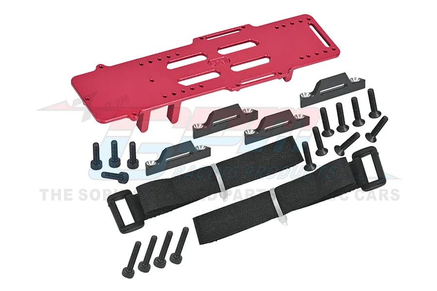 GPM Red Aluminium Large Battery Tray w ESC &amp;amp; Receiver Mount image 91183
