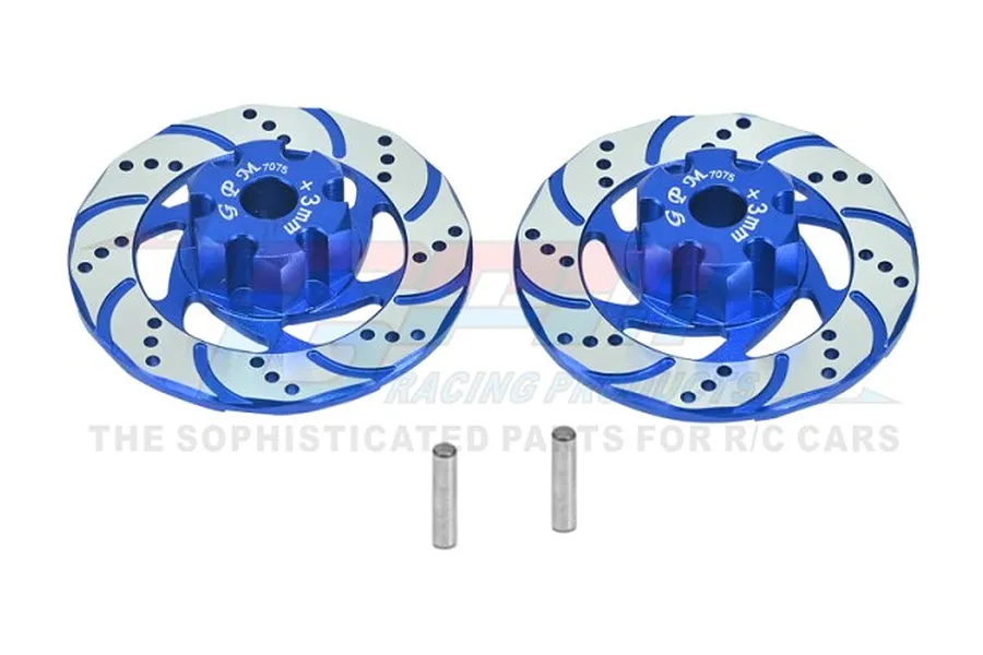 GPM Aluminium 17mm (+3mm) Splined Wheel Hexes with Brake Disks with Silver Lining 2Pcs - Blue image 91204