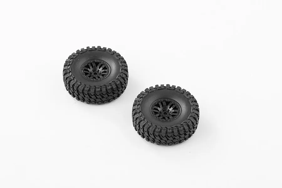 FMS All-Terrain Tyres on Black Rims - Glued Wheels 2Pcs image 91292